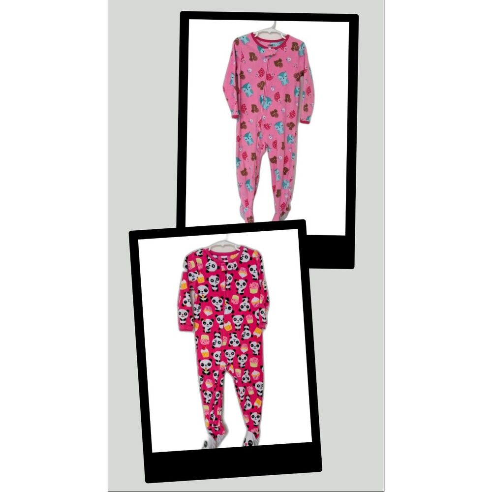 Carter's Toddler Girls Fleece Footie Pajamas Animal Print Bundle of 2 Size 3T